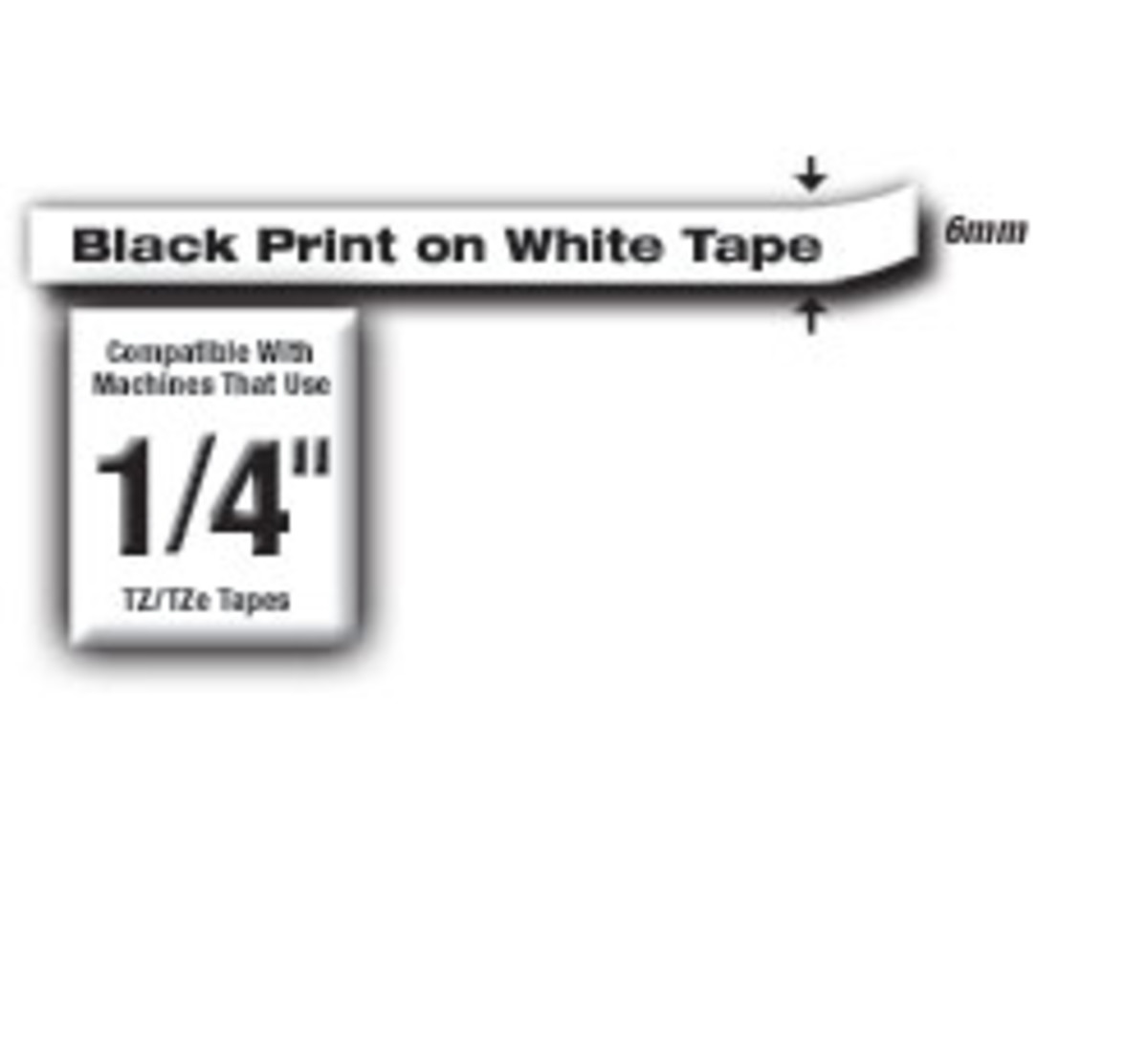 TZE211 Black On White Label Tape