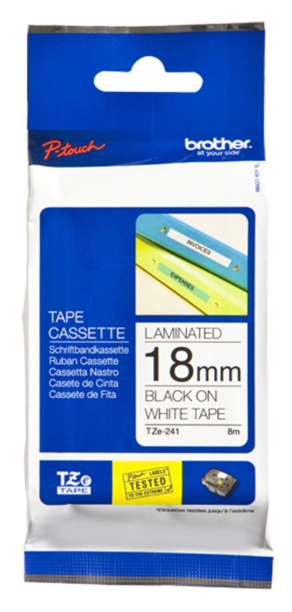 TZE241 Black On White Label Tape