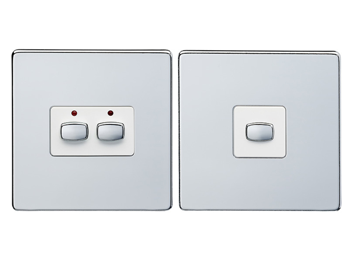 MiHome Chrome 2 Gang Light Switch 2-way