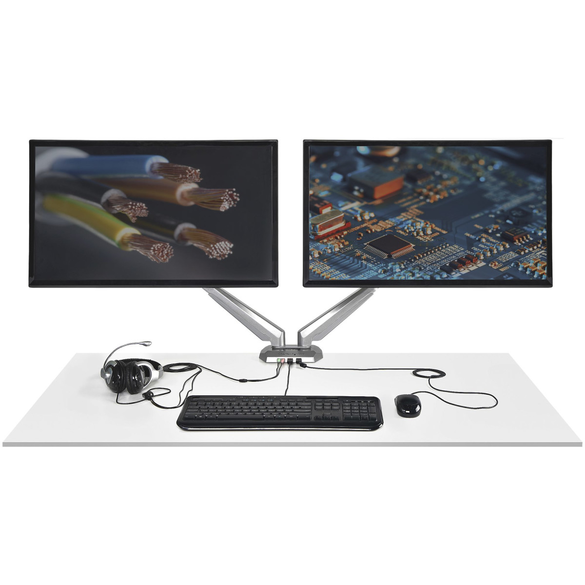 Desk Mount Dual Monitor Arm w/USB/Audio