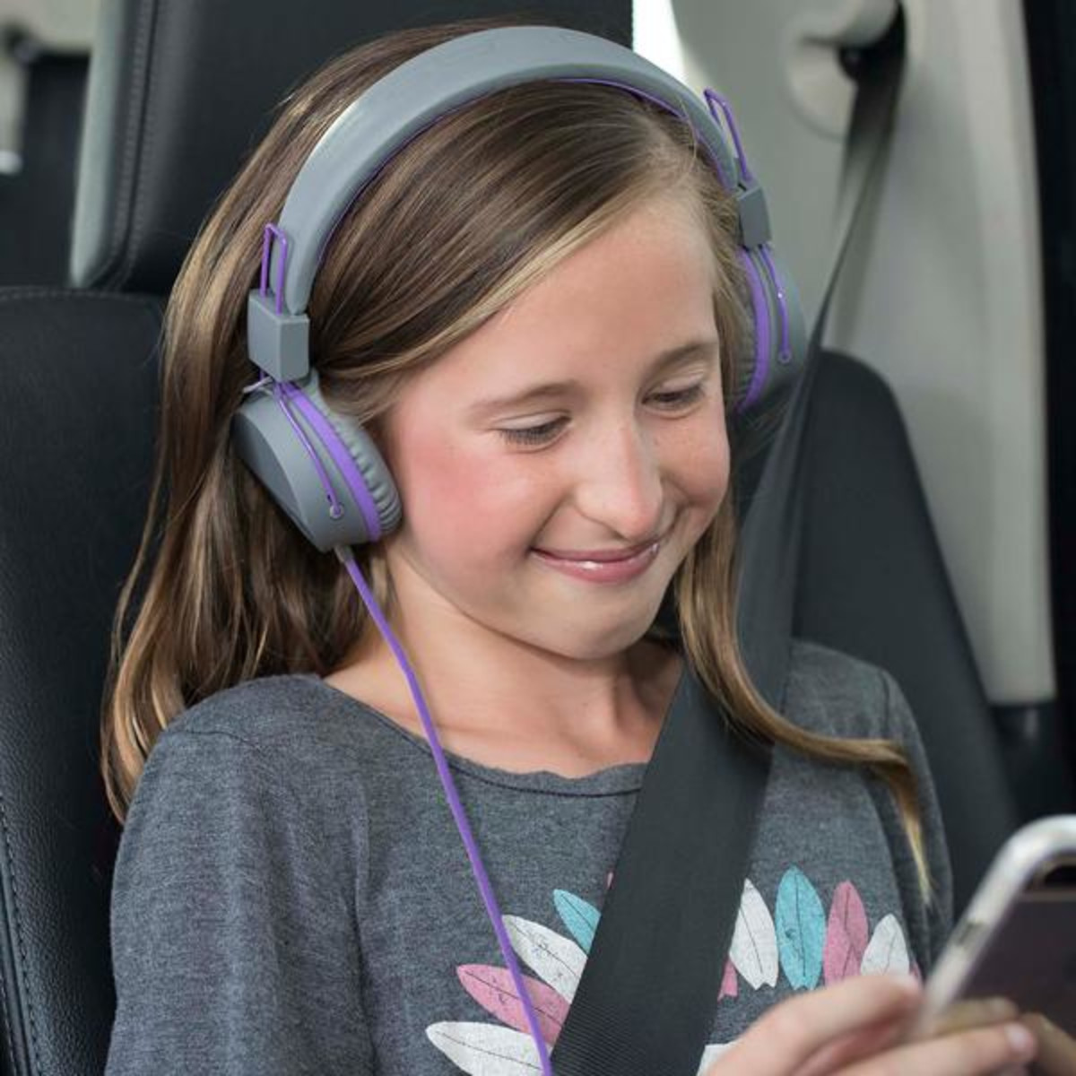 Folding Kids Headphones Purple/Grey
