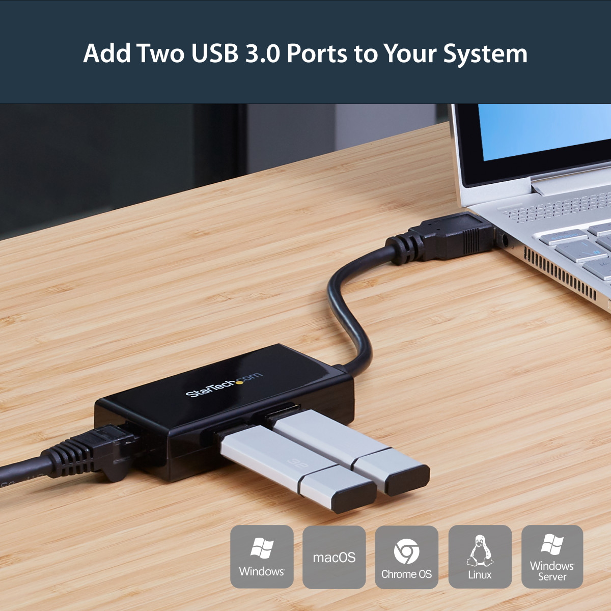 USB 3.0-1GB Network Adpt 2-Port USB Hub