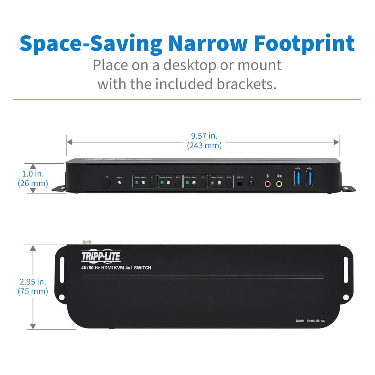 HDMI USB KVM Switch 4-Port 4K 60Hz Ir