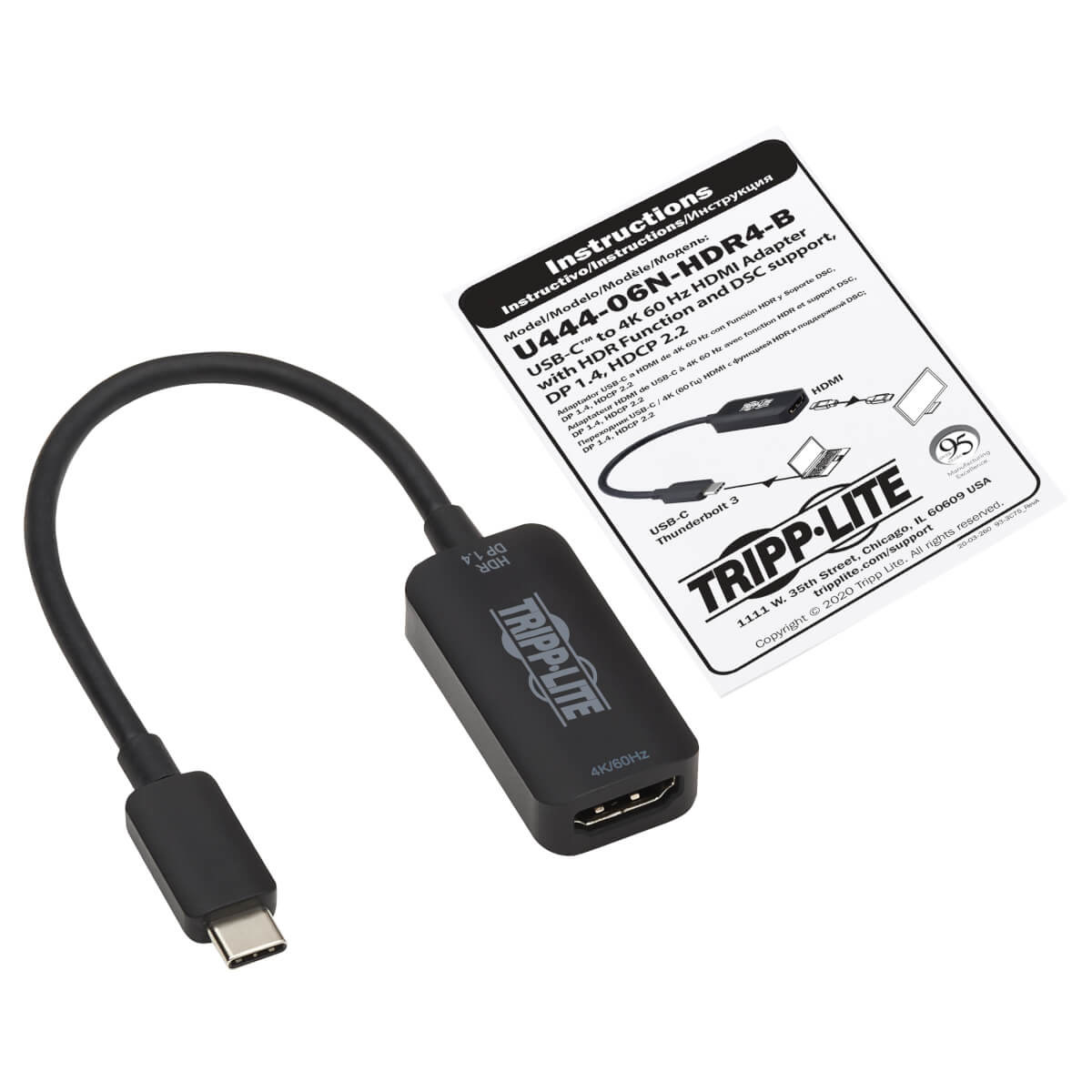 USB C To HDMI Adptr 4K M/F DP 1.4 15.2cm
