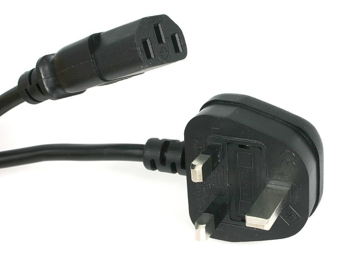 3ft (1m) Power Cable BS 1363 to C13