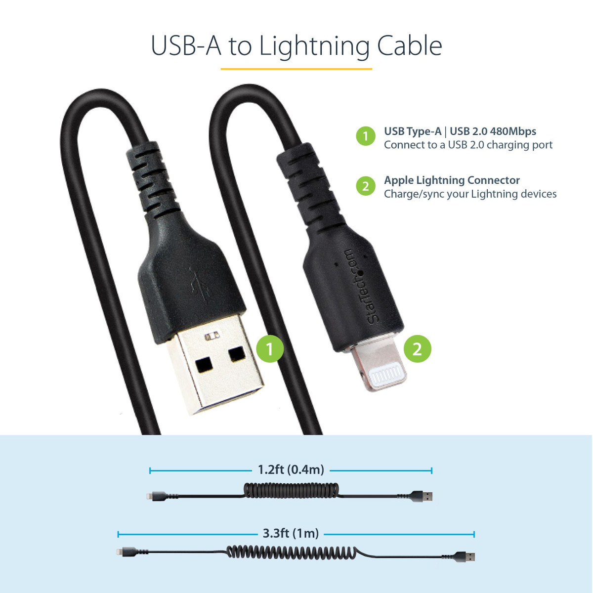 1m/3ft USB To Lightning Cable Coiled