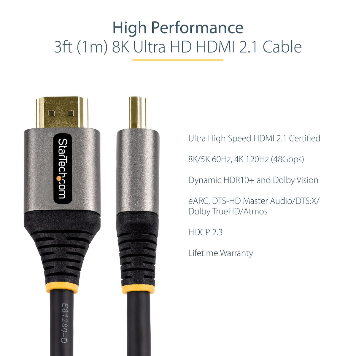 3ft 1m Certified HDMI 2.1 Cable - 8K/4K