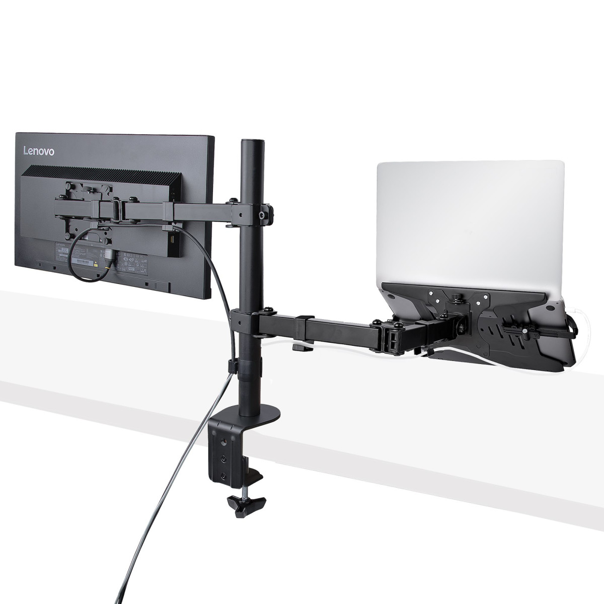 Monitor Arm With Laptop Tray Adjustable