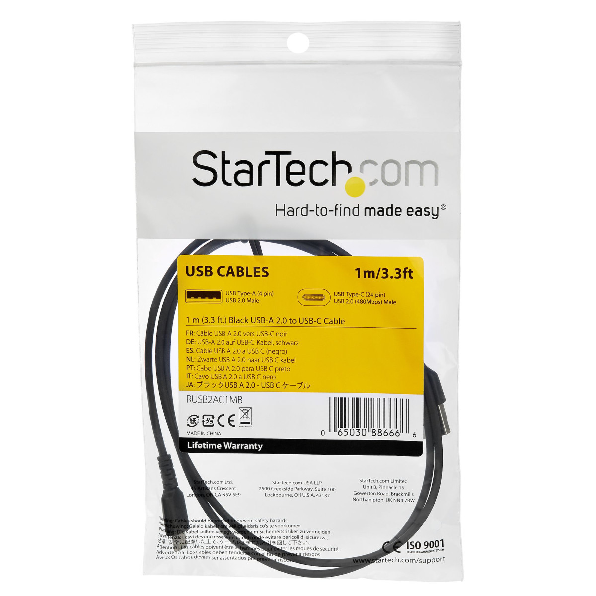 Cable - Black USB C Cable 1m