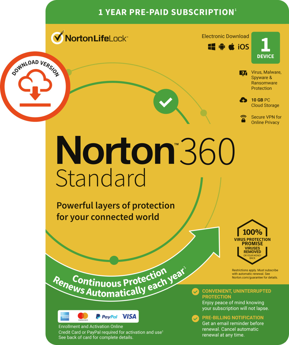 Norton 360 Stand 10GB 1 Device 12MO KEY