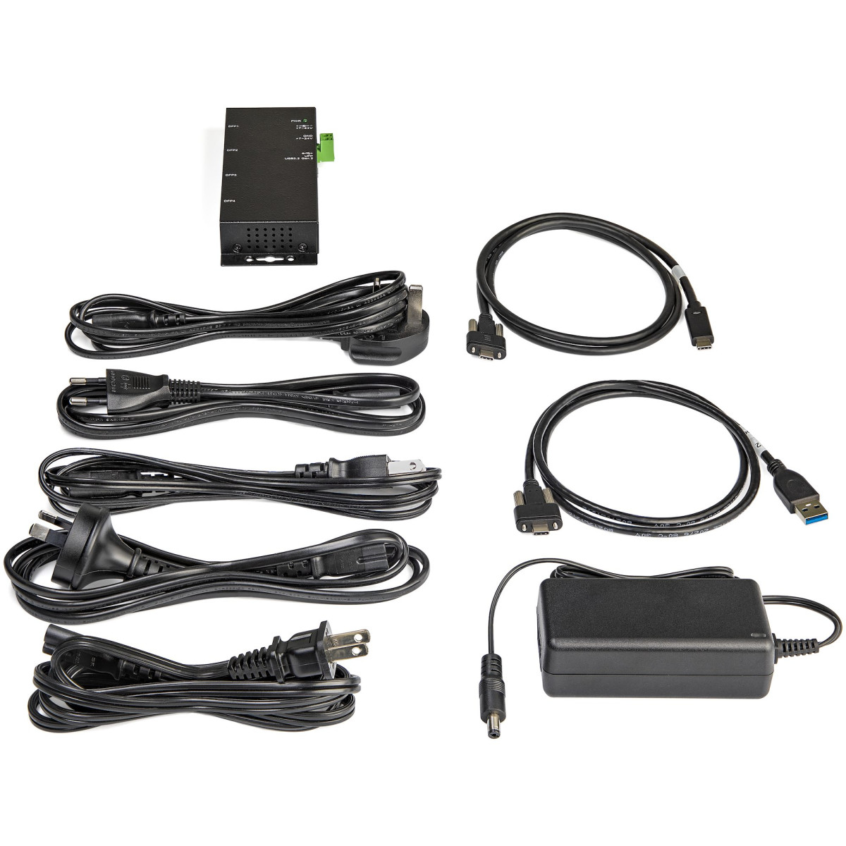 4 Port Industrial USB-C Hub 10Gbps 2C/2A
