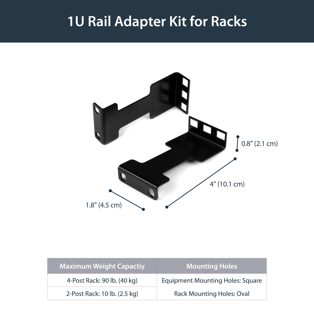 Rail Depth Adapter for Racks - 4 in - 1U