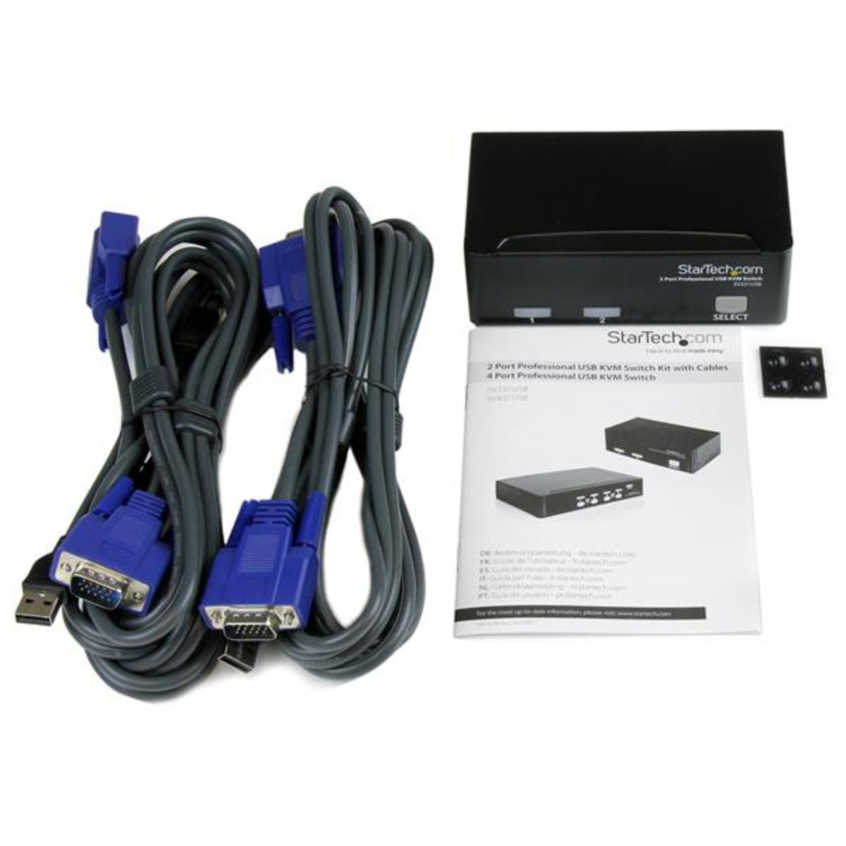 2 Port USB KVM Switch Kit with Cables