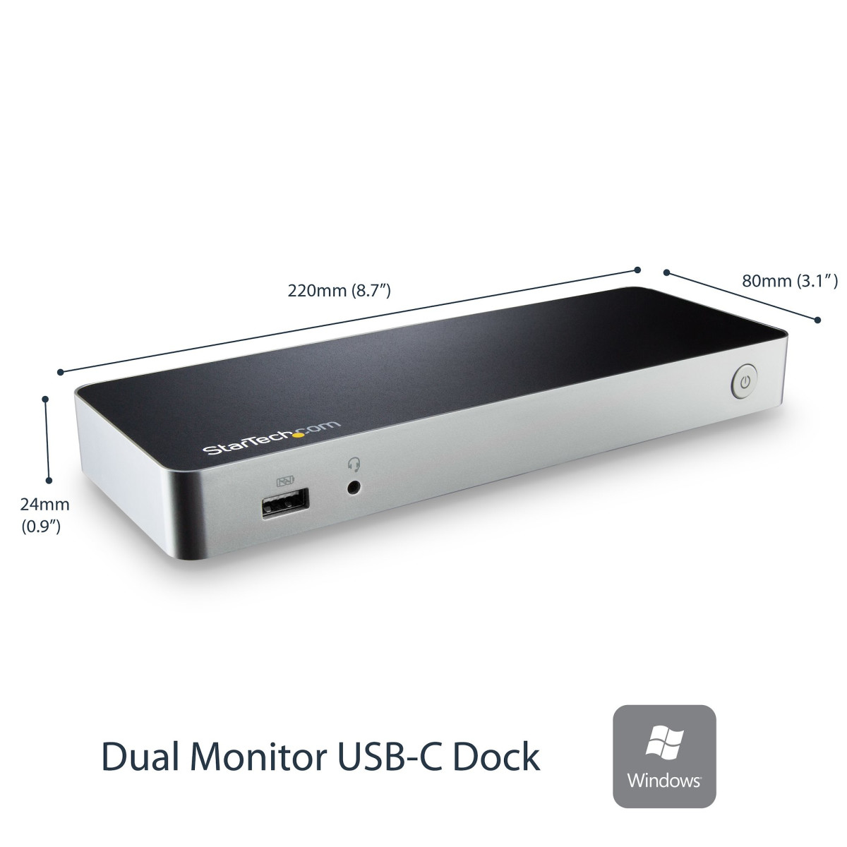 Windows Dual Monitor USB C Dock - 60W PD