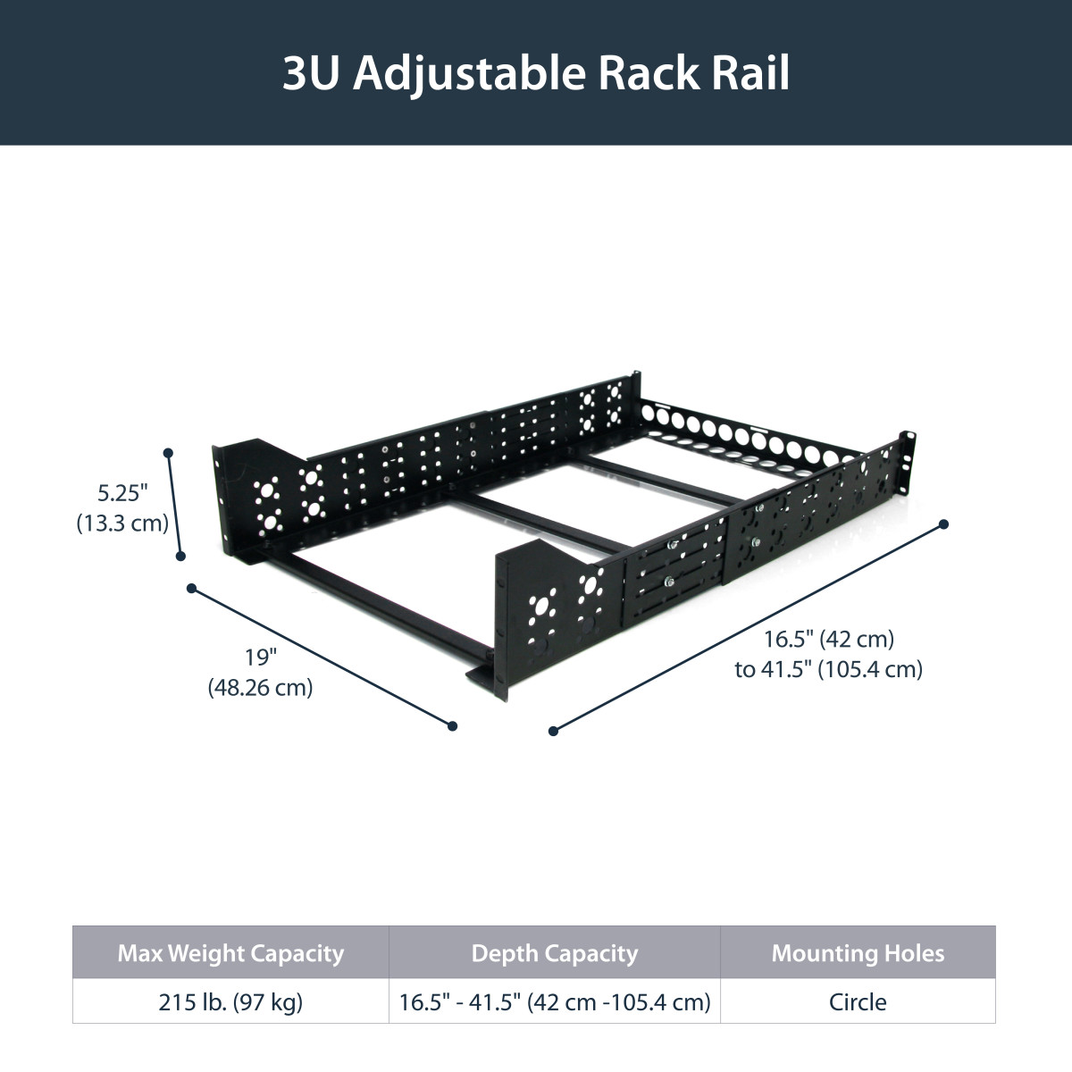 3U Fixed 19 Adjustable Depth Universal