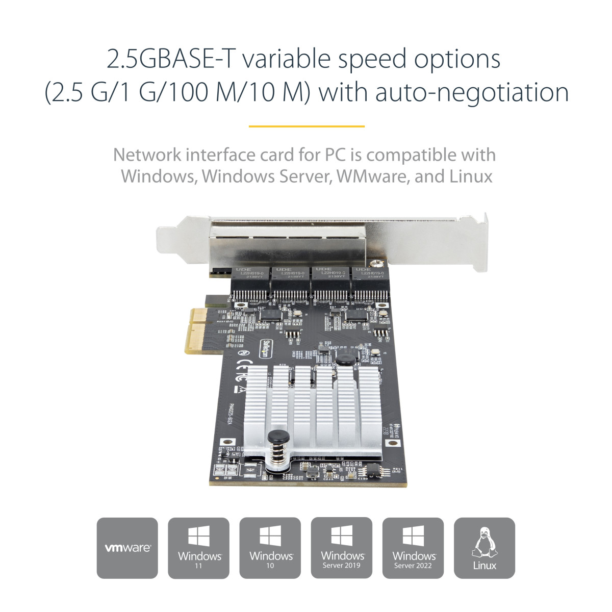 4-Port NBASE-T 2.5Gbps PCIe Network Card