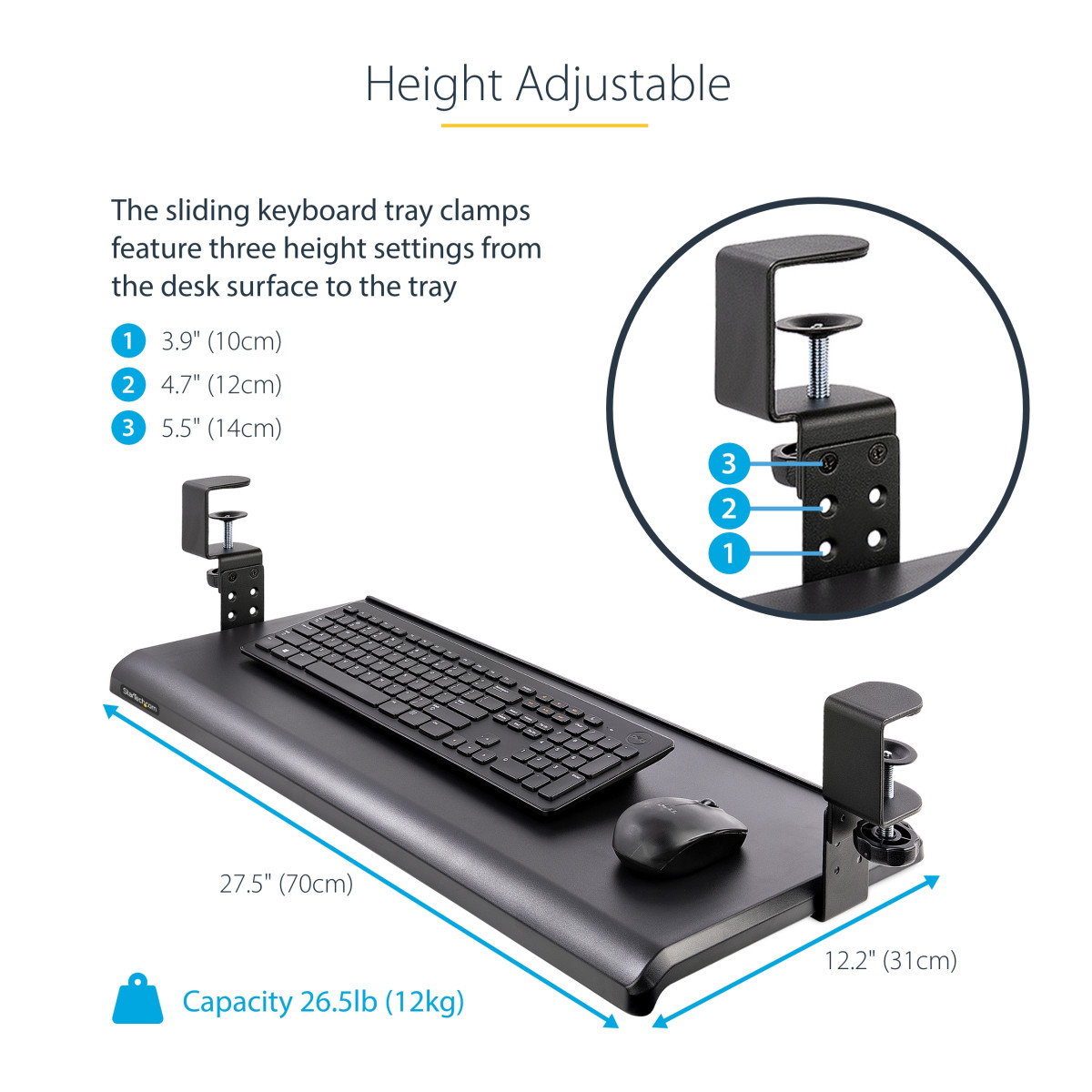 Under-Desk Keyboard Tray Adjustable