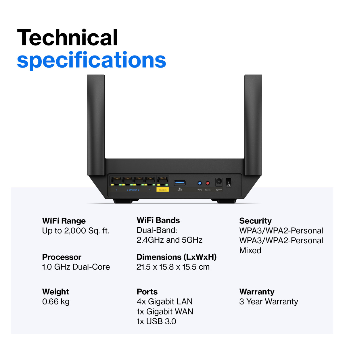 AX3000 Dual-Band Mesh WIFI 6 Router