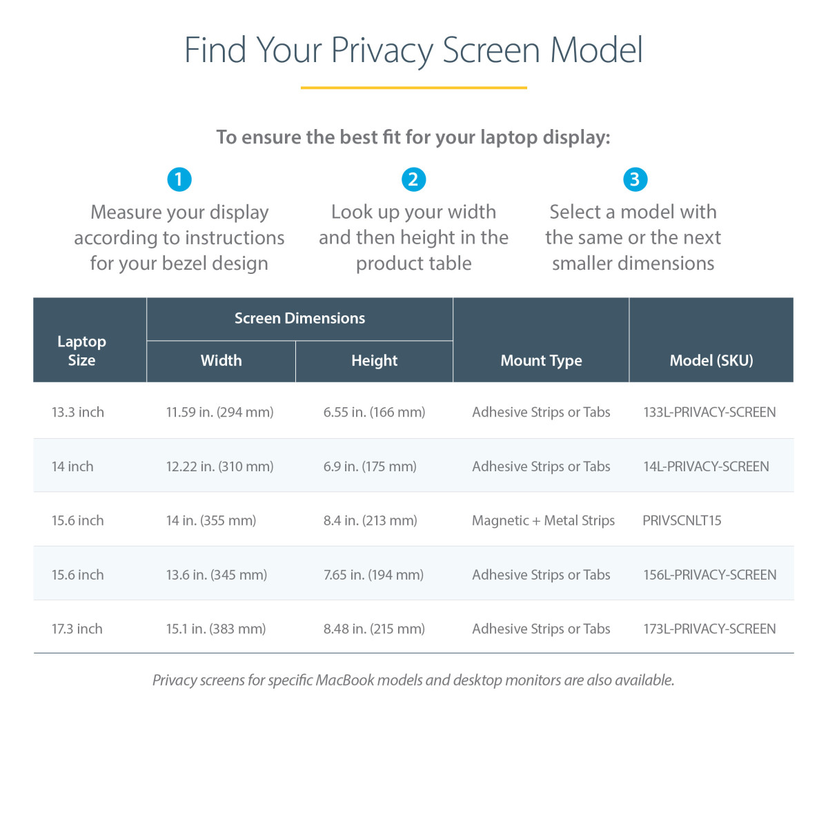 Privacy Screen -15 inch - Universal
