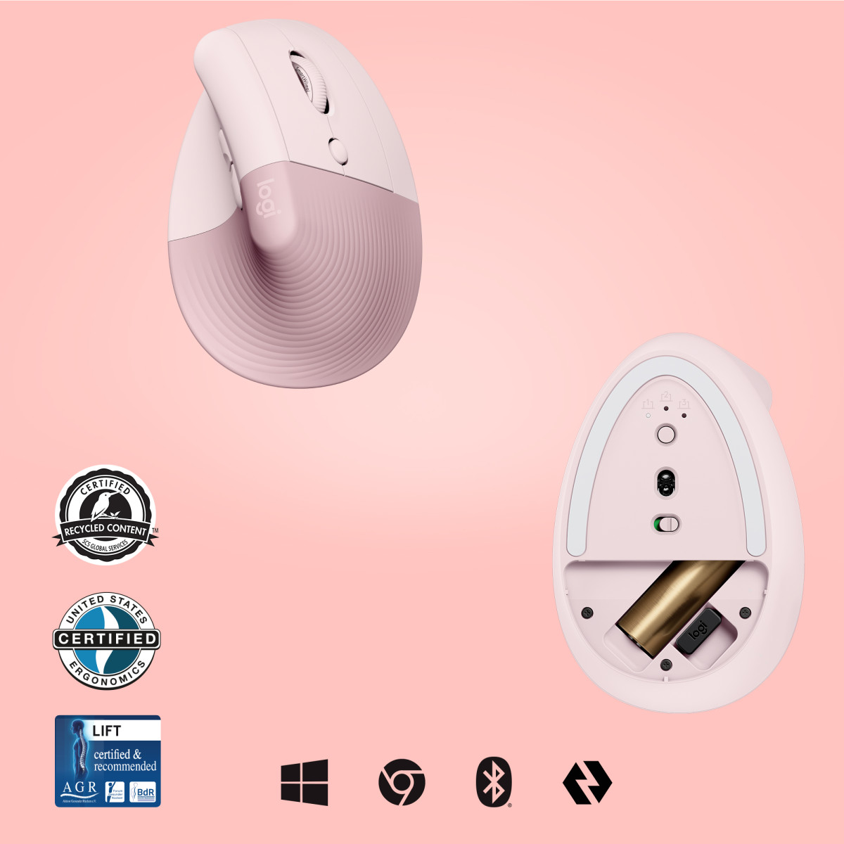 Lift Vertical Mouse - Rose