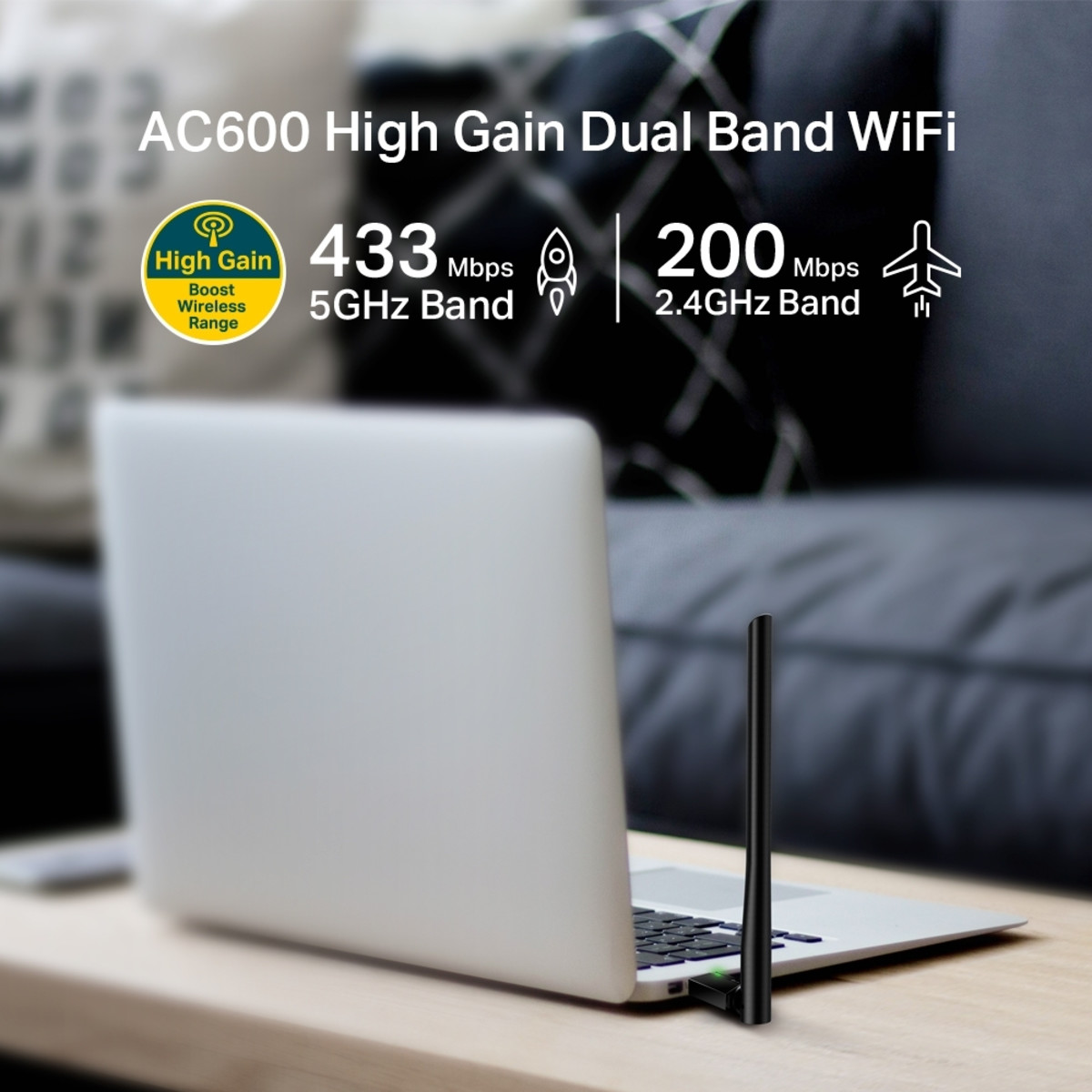 AC600 DualB Wless High Gain USB Adapter