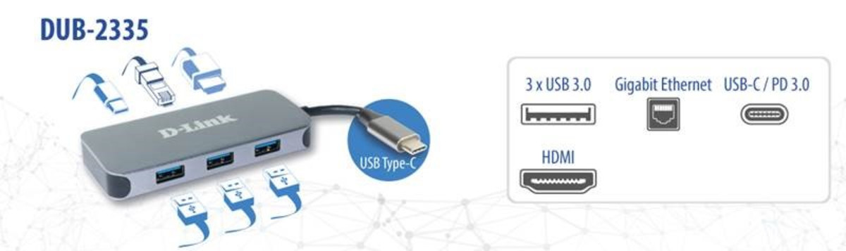 6-in-1 USB-C Hub w HDMI/Gigabit Ethernet