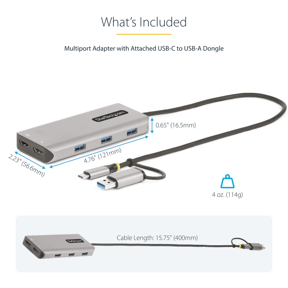 USB-C/USB-A Multiport Adapter Dual HDMI