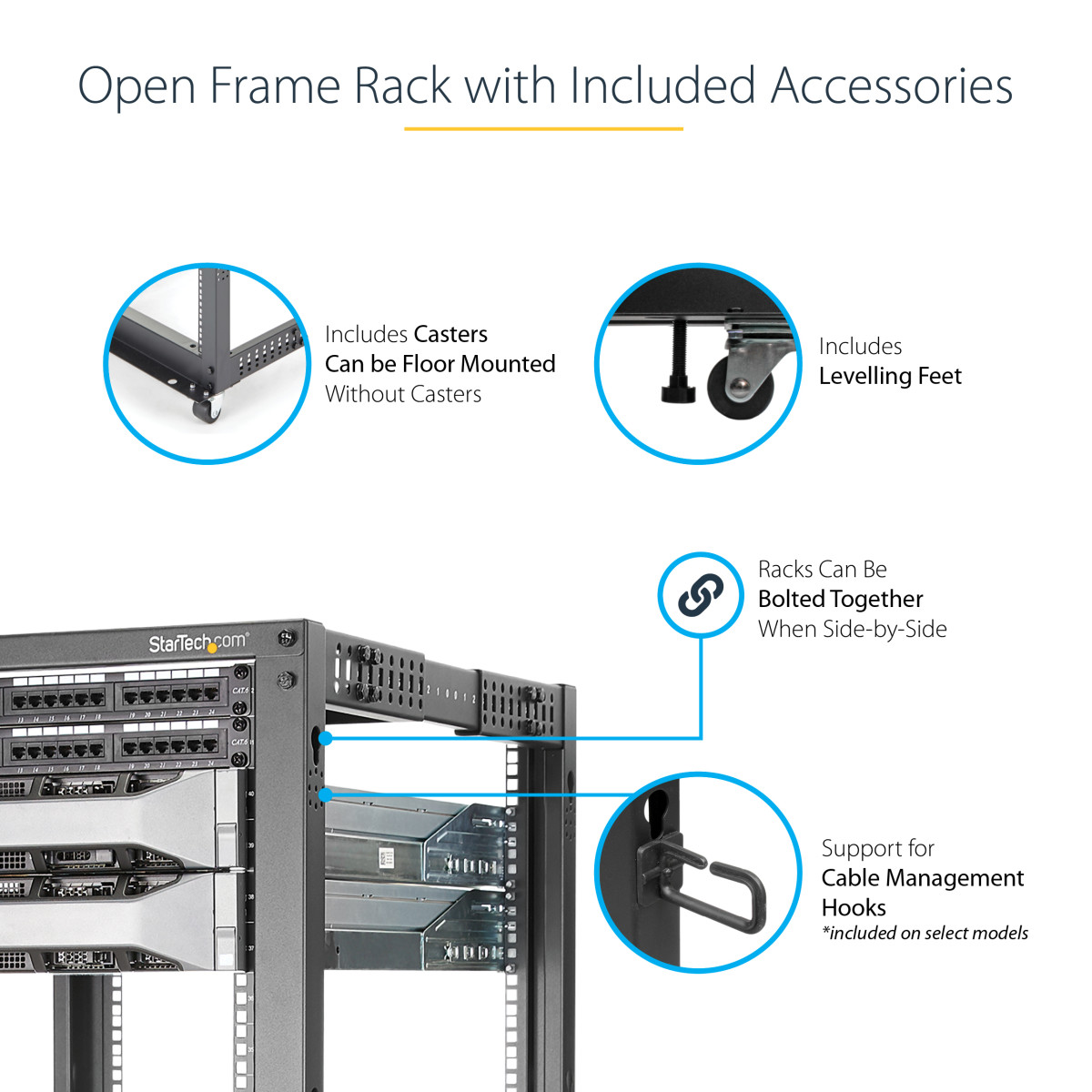 12U Adjustable Open Frame 4 Post Rack