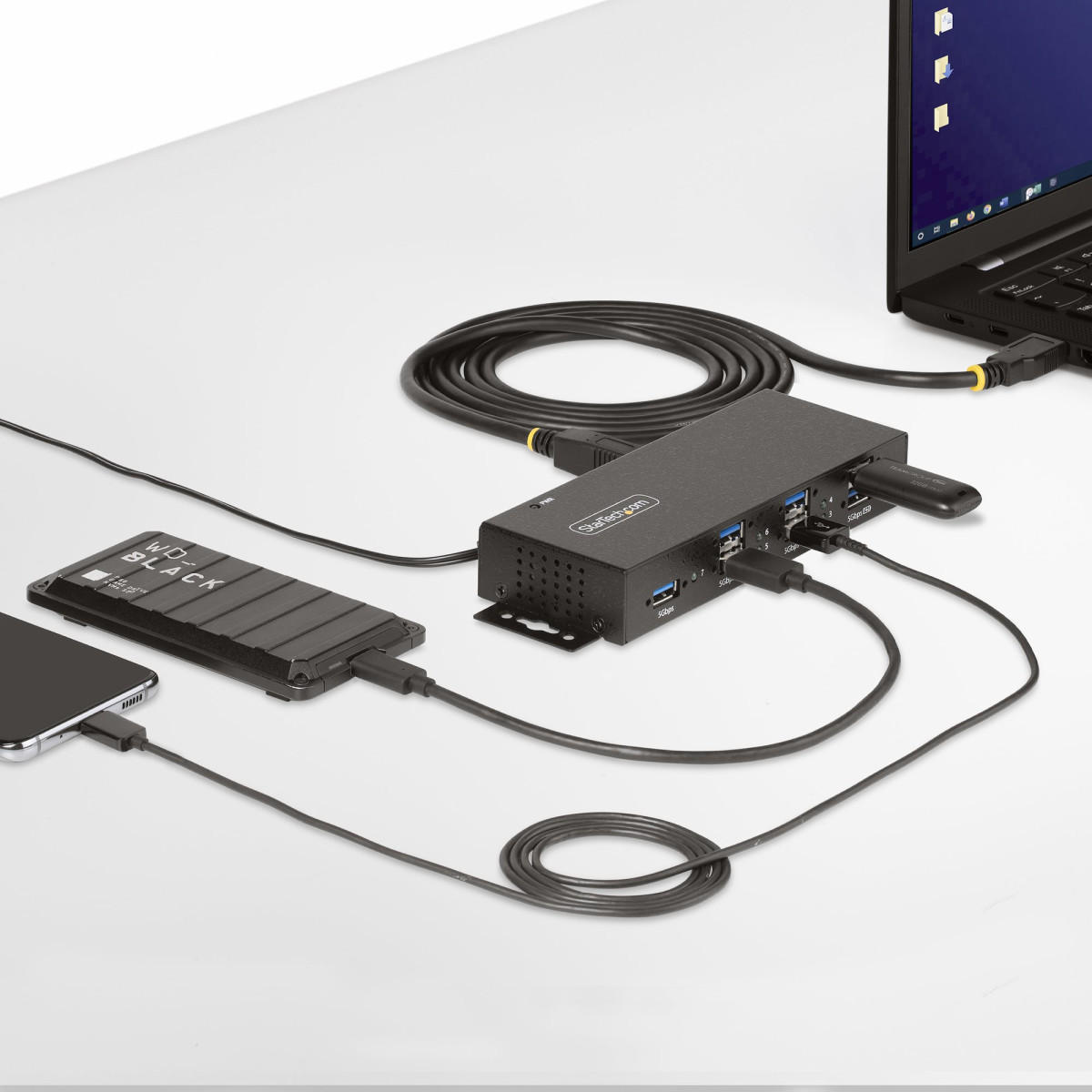 7-Port Managed Industrial USB Hub 5Gbps