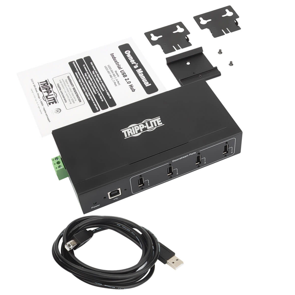 4PT INDST USB Hub 15 KV ESD Wall/DIN MNT