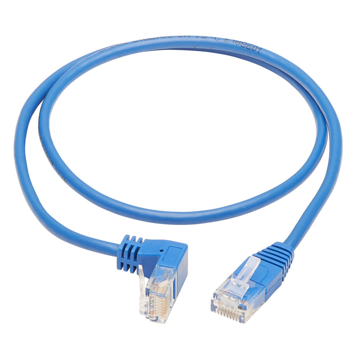 Cat6 Down Rght Angle Slim UTP Blue 0.91M