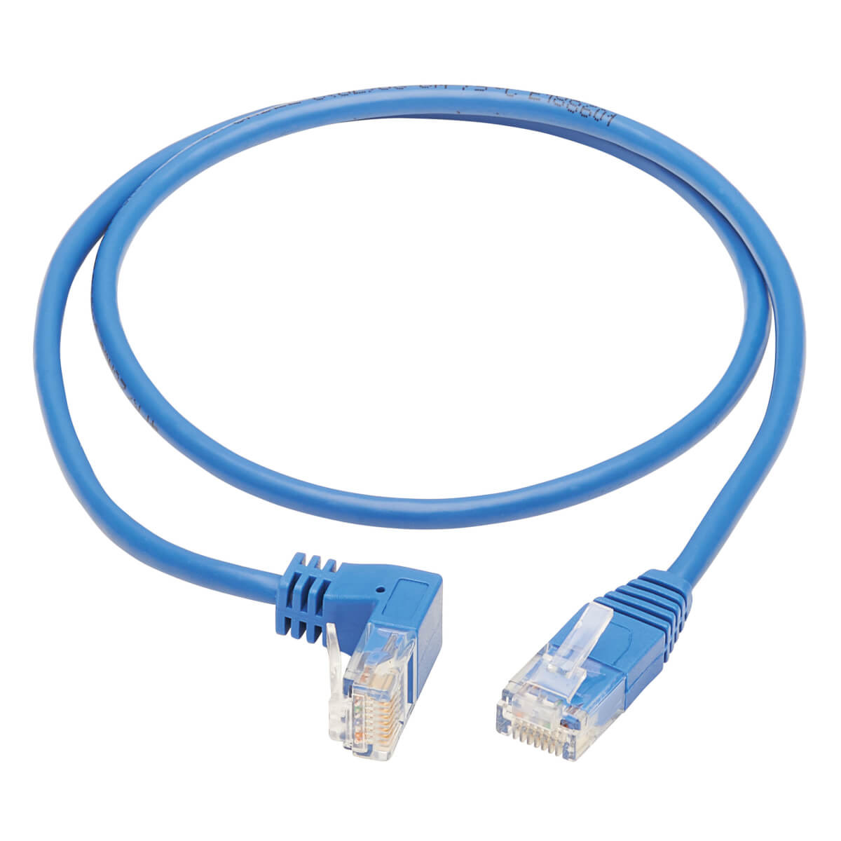 Cat6 Down Right Angle Slim UTP Blue 0.6M