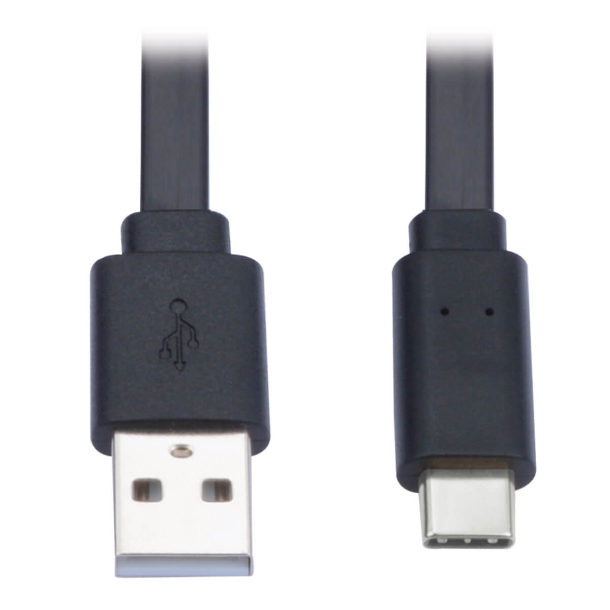 USB-A To USB-C Flat Cbl Thndr 3 Blk 0.9M