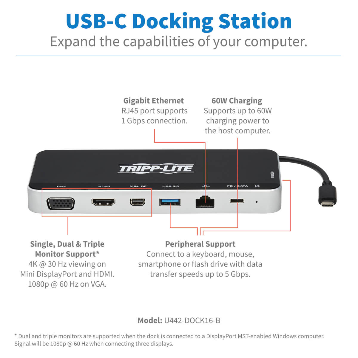 USB Dock Trpl Dsply 4K HDMI VGA USB Hub