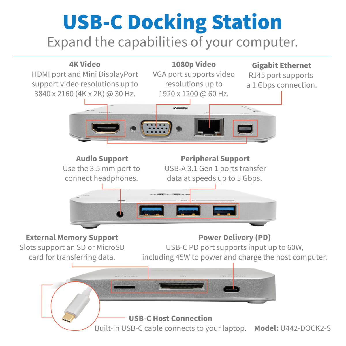 USB C Docking Station Multiport Hub 4K