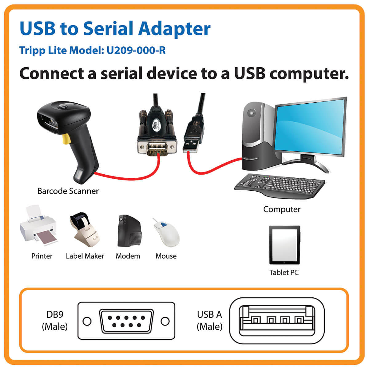 USB Serial Adapter USB/DB9M