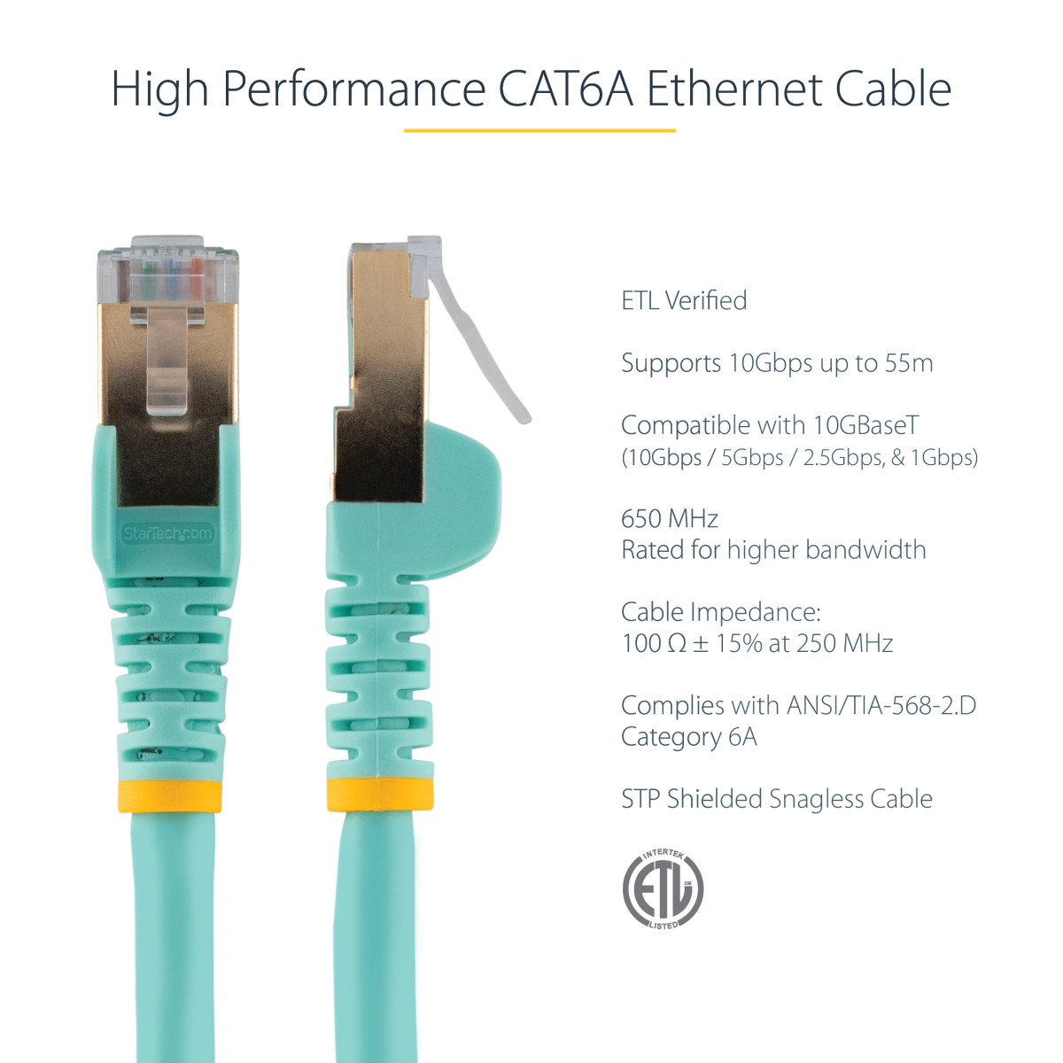 Cable - Aqua CAT6a Ethernet Cable 10m