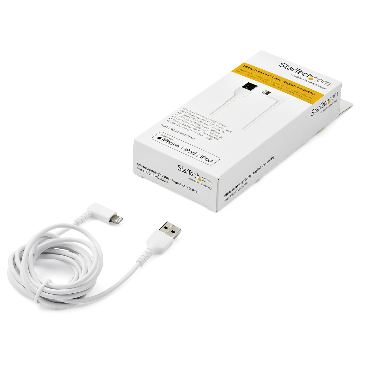 Cable - White Angled Lightning to USB 2m