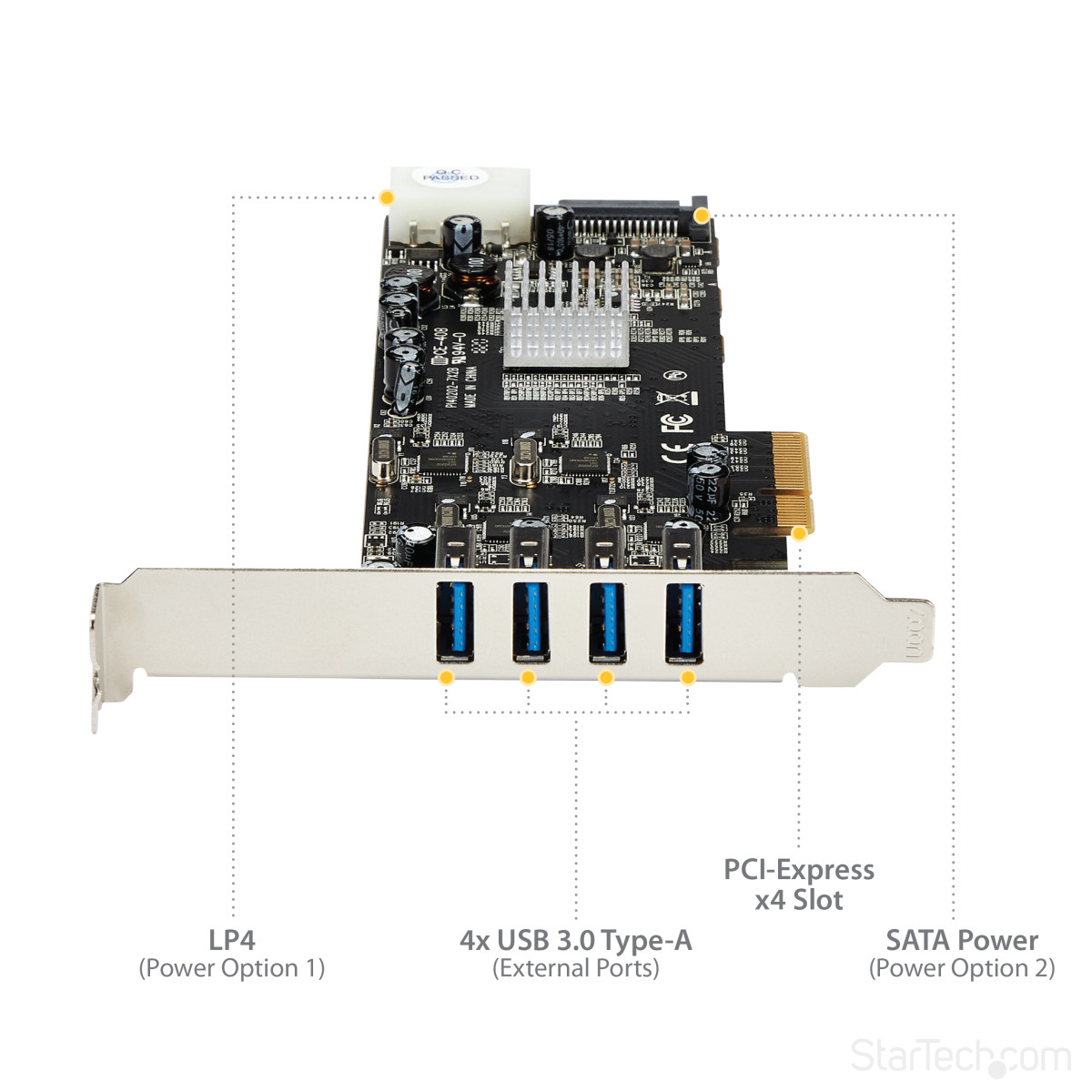 4 Port QB PCIe SS USB 3.0 Card Adapter