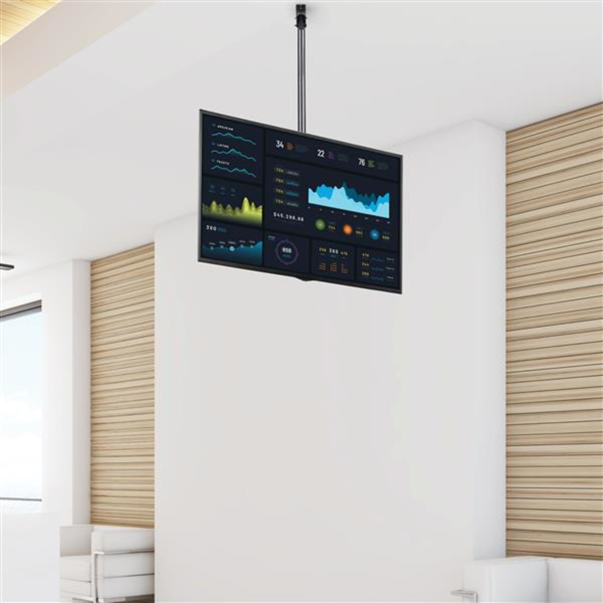 Ceiling TV Mount - Long Pole - Steel