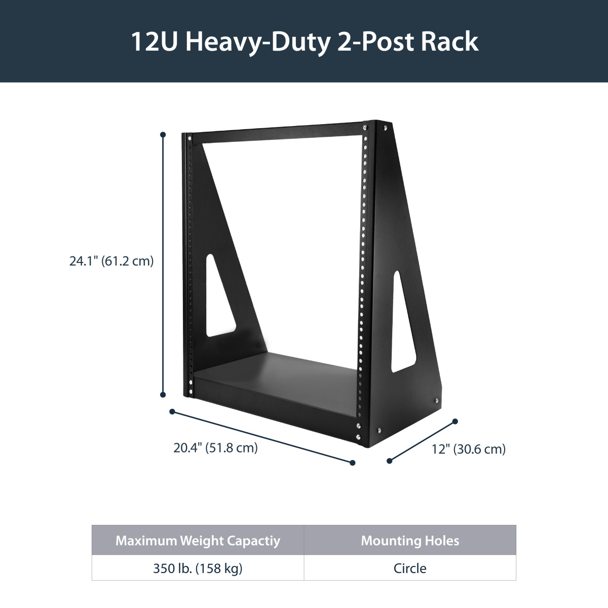 Heavy Duty 12U 2-Post Server Rack