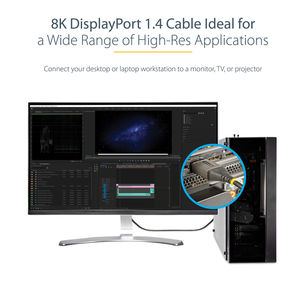 10ft Certified DisplayPort 1.4 Cable 8K