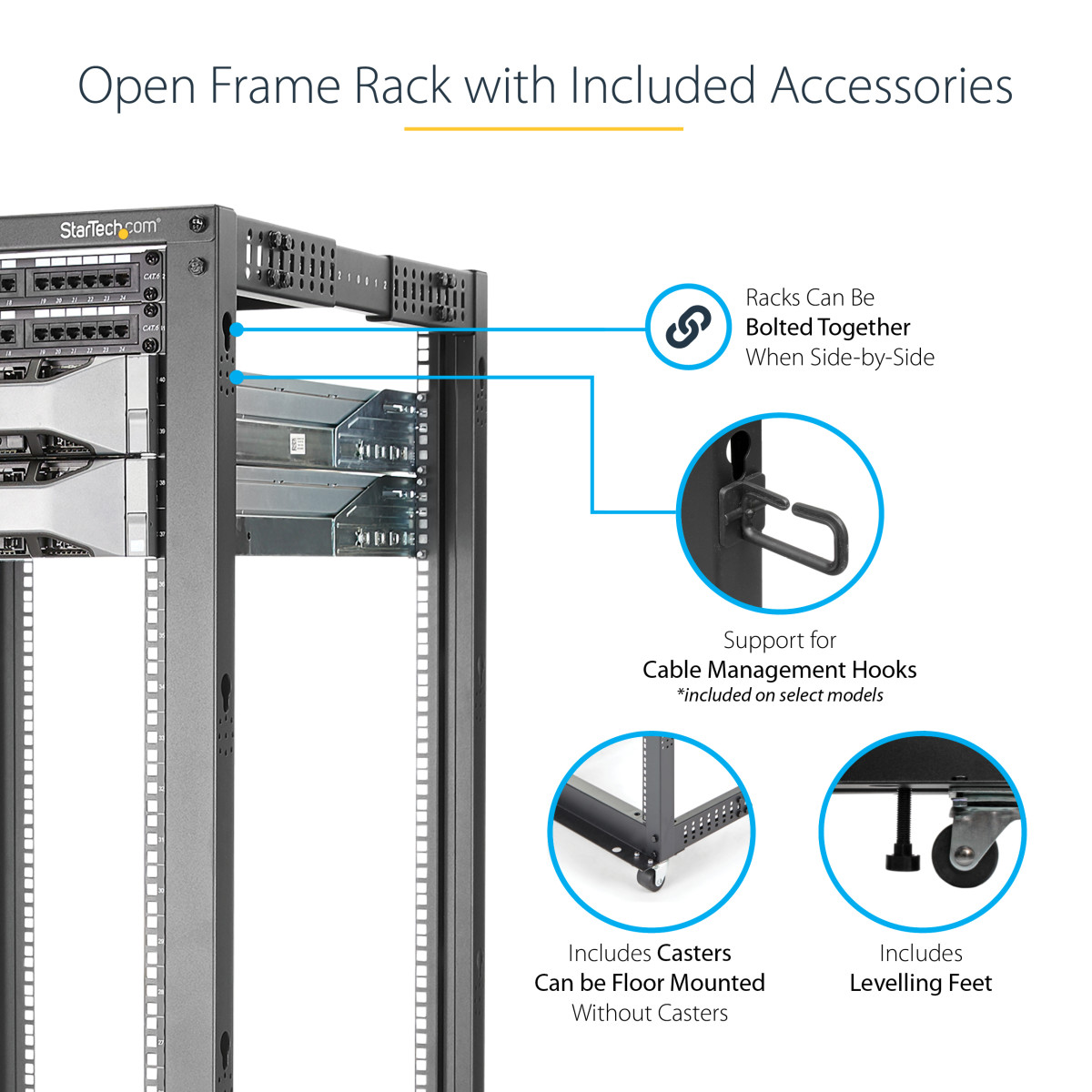 25U Adjustable Open Frame 4 Post Rack