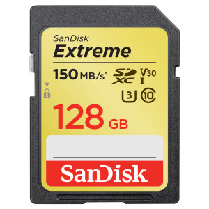Sandisk, FC 128GB Ext V30 UHS-I U3 SDXC 150MBs Sandisk, FC 128GB Ext V30 UHS-I U3 SDXC 150MBs
