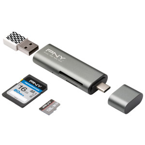 PNY, USB-C Gen-1 male SD SDHC SDXC MicroSD