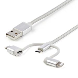 Startech, 1m Lightning USB-C Micro-B to USB Cable