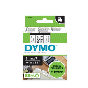 D1 Tape 6mm Black on White