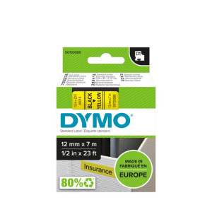D1 Tape 12mm Black on Yellow