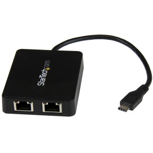 Startech, Dual USB-C to GbE Adapter w/ USB port