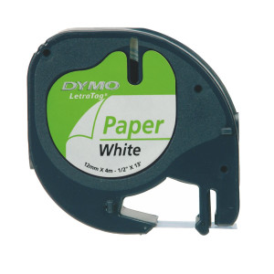 Dymo, LetraTag Tape 12mm Paper White